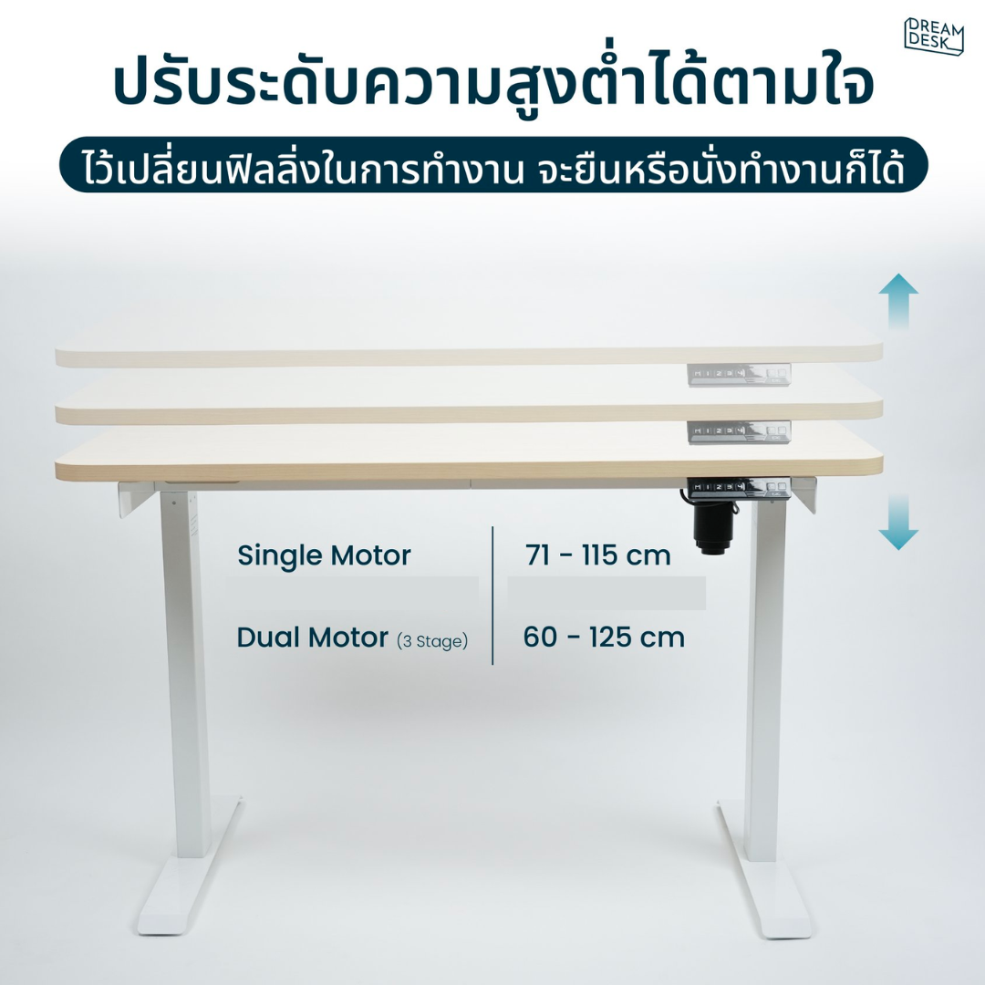 โต๊ะทำงานปรับระดับไฟฟ้า Dual Motor + 3 Stages ไซต์ L (80x160 เซนติเมตร)